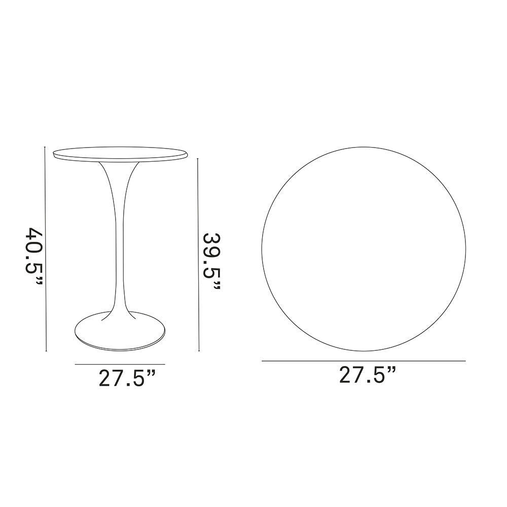 Lippa 28" Round Wood Bar Table In White Stand - Pub Table Round Bar Height Cocktail Table Metal Base - BUILDMYPLACE