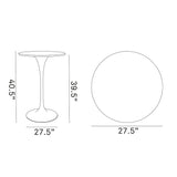 Lippa 28" Round Wood Bar Table In White Stand - Pub Table Round Bar Height Cocktail Table Metal Base - BUILDMYPLACE