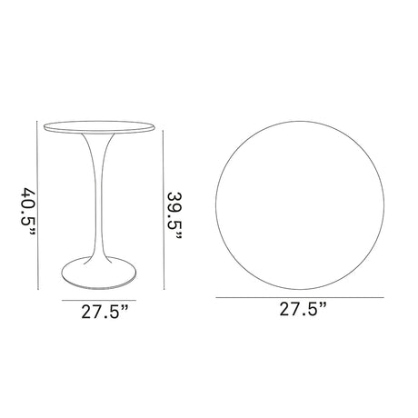 Lippa 28" Round Wood Bar Table In White Stand - Pub Table Round Bar Height Cocktail Table Metal Base - BUILDMYPLACE