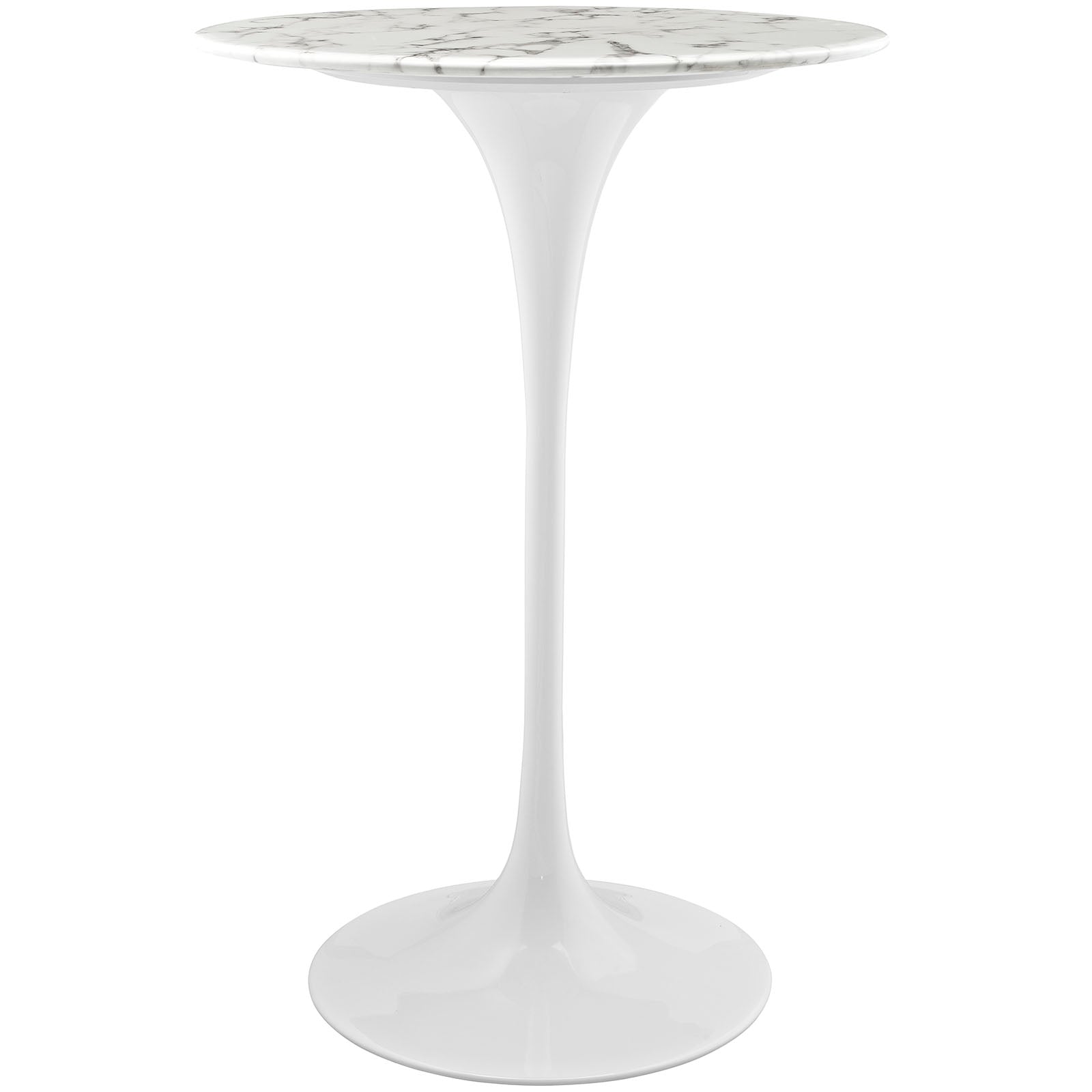 Lippa 28" Round Artificial Marble Top Bar Table In White Stand - Counter Height Table 41"H