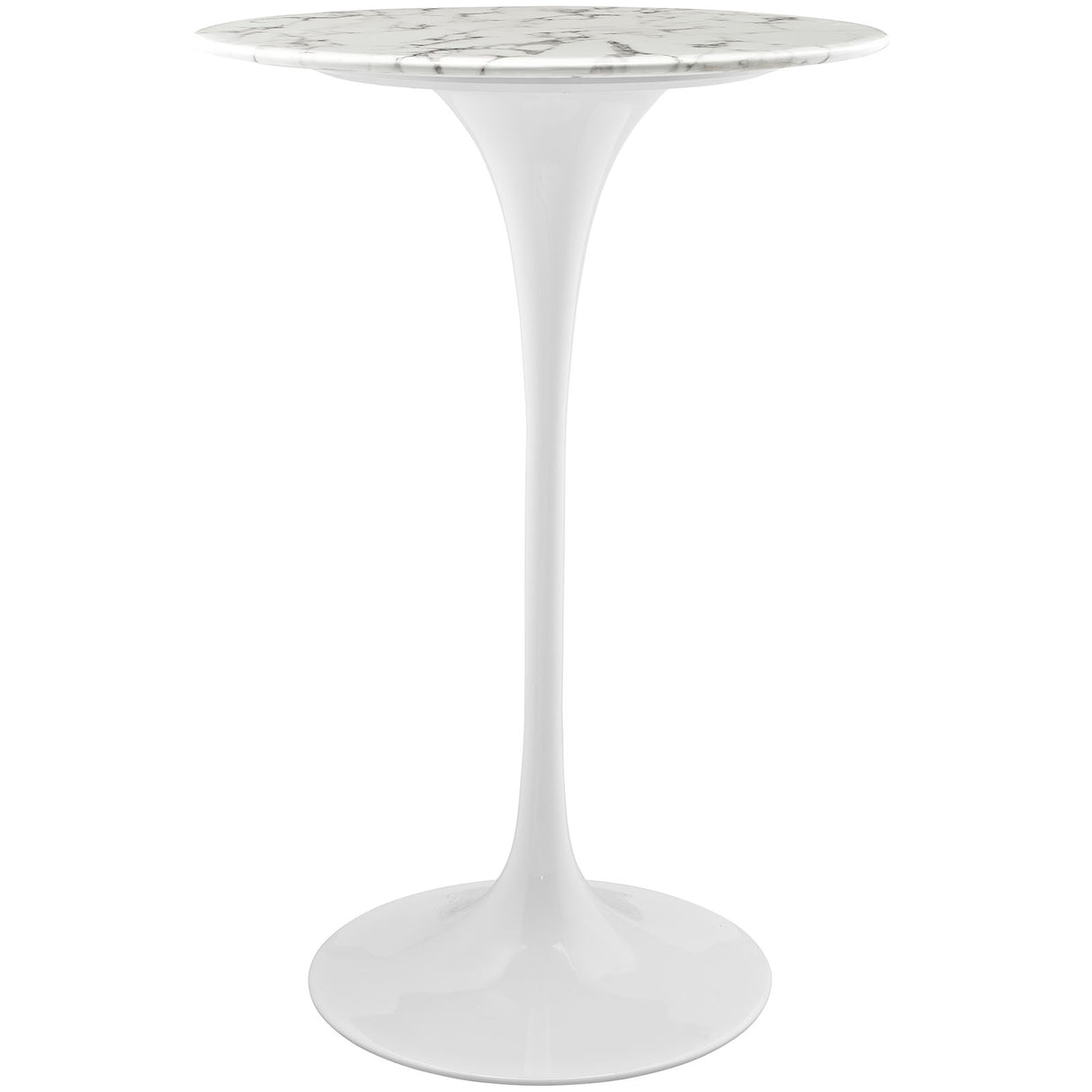 Lippa 28" Round Artificial Marble Top Bar Table In White Stand - Counter Height Table 41"H - BUILDMYPLACE