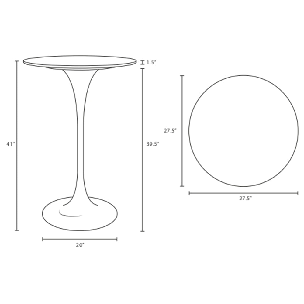 Lippa 28" Round Artificial Marble Top Bar Table In White Stand - Counter Height Table 41"H - BUILDMYPLACE