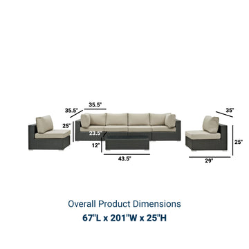 Sojourn 7 Piece 6 Seater Outdoor Patio Sunbrella Sectional Set