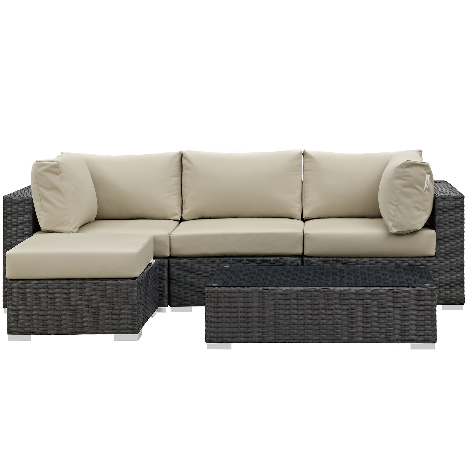 Sojourn 5 Piece Outdoor Patio Sunbrella Sectional Set With Ottoman
