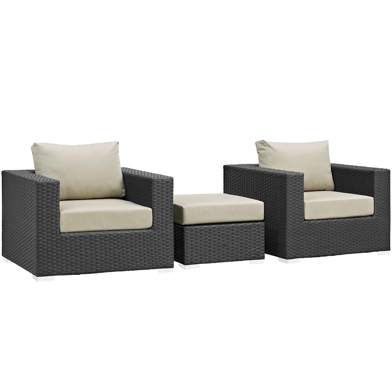 Sojourn 3 Piece 2 Seater Outdoor Patio Sunbrella Sectional Set With Ottoman