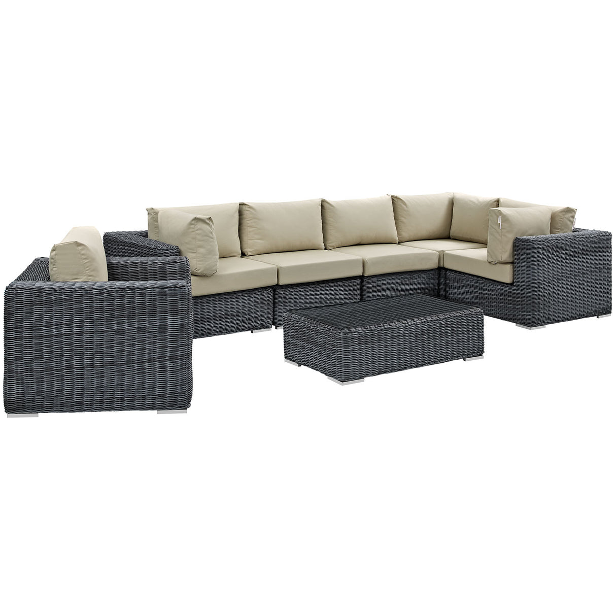 Summon 6 Seater With Table Outdoor Patio Sunbrella Sectional Set - BUILDMYPLACE