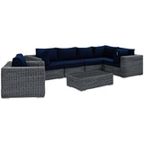 Summon 6 Seater With Table Outdoor Patio Sunbrella Sectional Set - BUILDMYPLACE