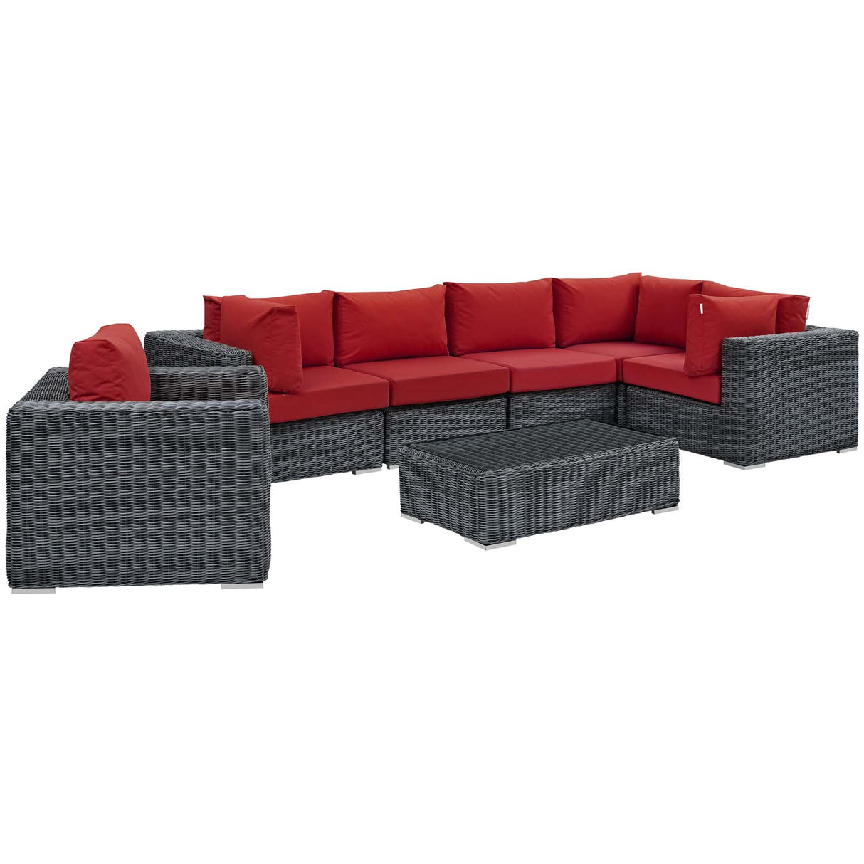 Summon 6 Seater With Table Outdoor Patio Sunbrella Sectional Set - BUILDMYPLACE