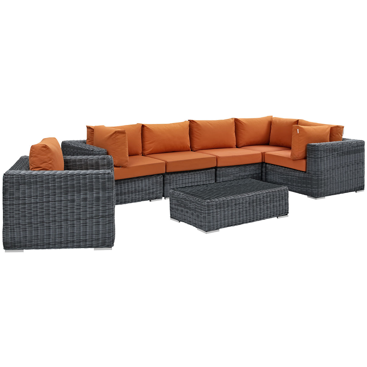 Summon 6 Seater With Table Outdoor Patio Sunbrella Sectional Set - BUILDMYPLACE