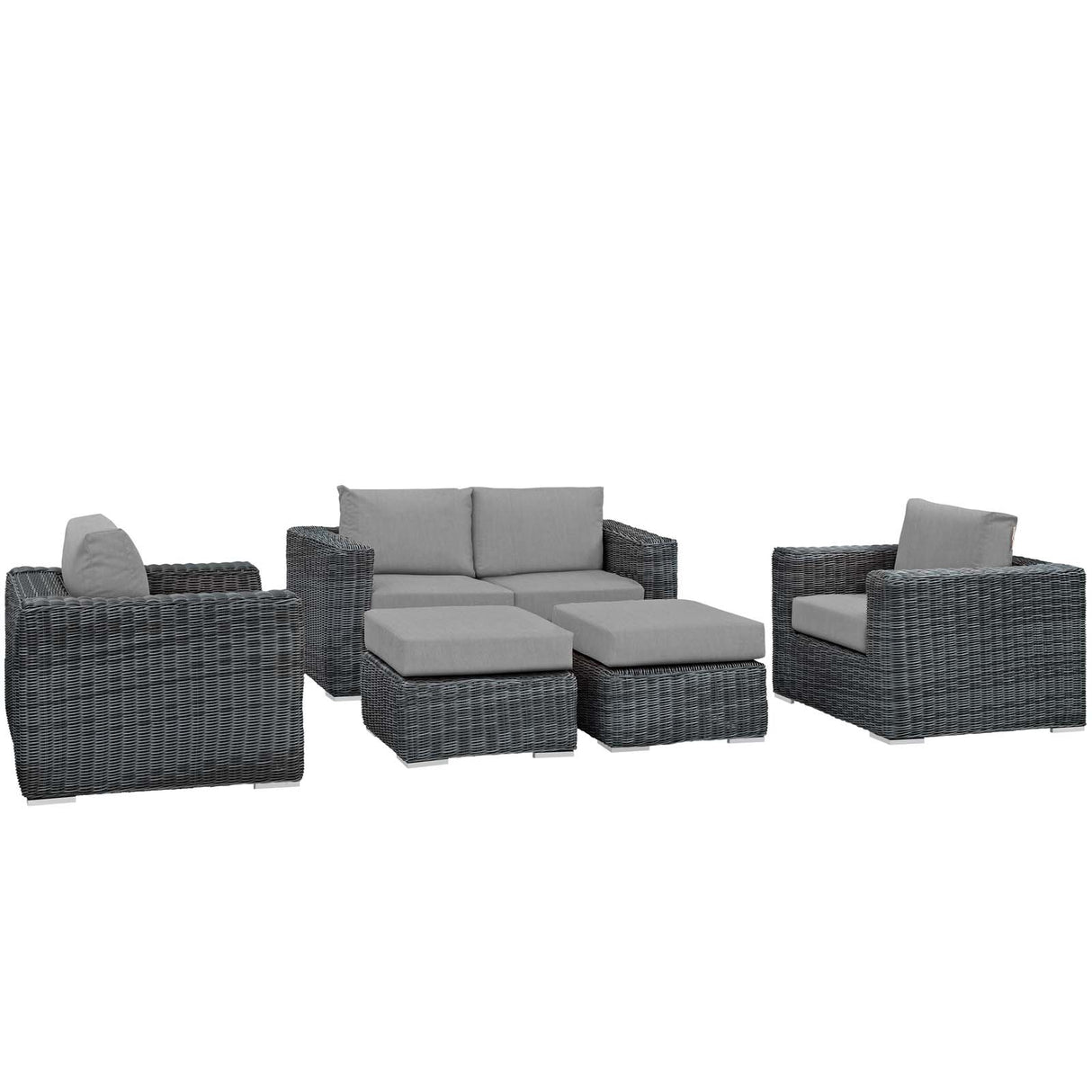 Summon 5 Piece 4 Seater with 2 Ottomons Outdoor Patio Sunbrella Sectional Set - BUILDMYPLACE