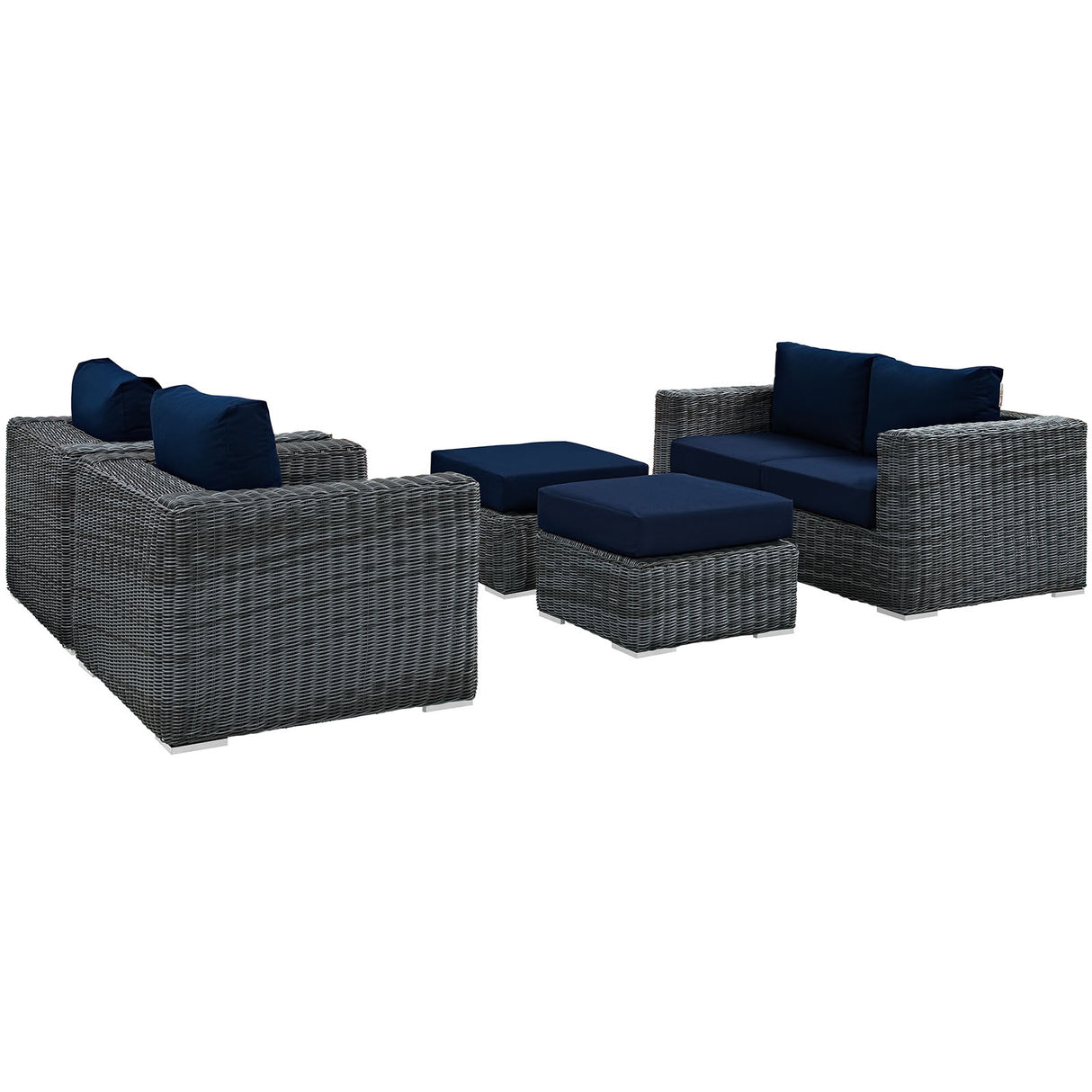 Summon 5 Piece 4 Seater with 2 Ottomons Outdoor Patio Sunbrella Sectional Set - BUILDMYPLACE