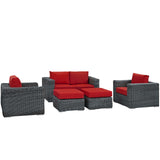 Summon 5 Piece 4 Seater with 2 Ottomons Outdoor Patio Sunbrella Sectional Set - BUILDMYPLACE