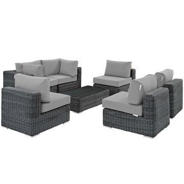 Summon 7 Piece Outdoor Patio Sunbrella Sectional Set With Table