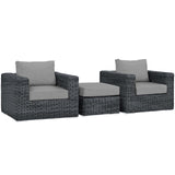 Summon 3 Piece 3 Seater Outdoor Patio Sunbrella Sectional Set - BUILDMYPLACE