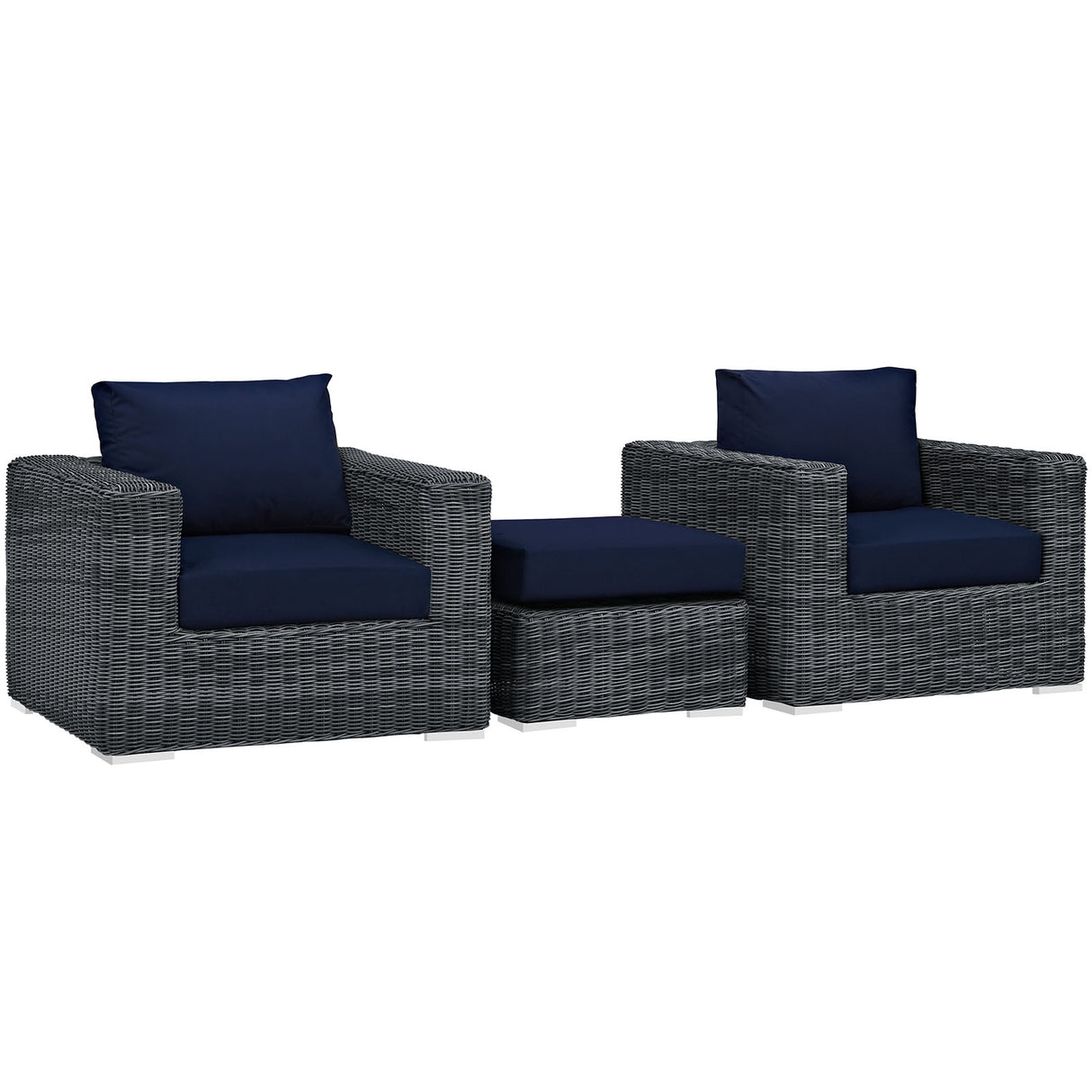 Summon 3 Piece 3 Seater Outdoor Patio Sunbrella Sectional Set - BUILDMYPLACE