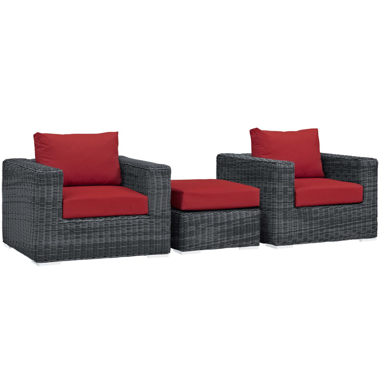 Summon 3 Piece 3 Seater Outdoor Patio Sunbrella Sectional Set - BUILDMYPLACE