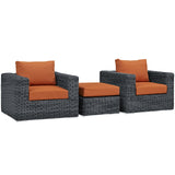 Summon 3 Piece 3 Seater Outdoor Patio Sunbrella Sectional Set - BUILDMYPLACE