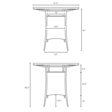 Sojourn Small Outdoor Patio Bar Table