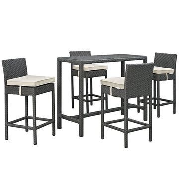 Sojourn 5 Piece Outdoor Patio Sunbrella Pub Set With High Table
