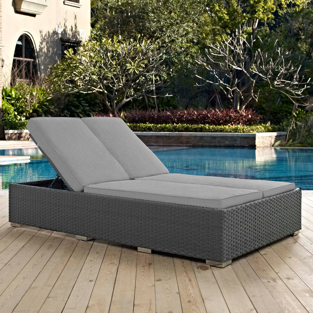 Sojourn Outdoor Patio Sunbrella Double Chaise - BUILDMYPLACE