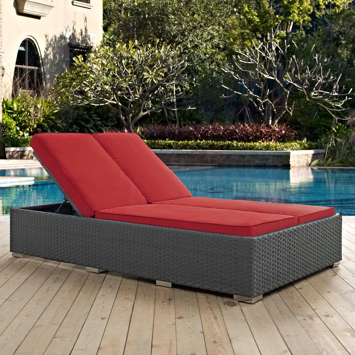 Sojourn Outdoor Patio Sunbrella Double Chaise - BUILDMYPLACE
