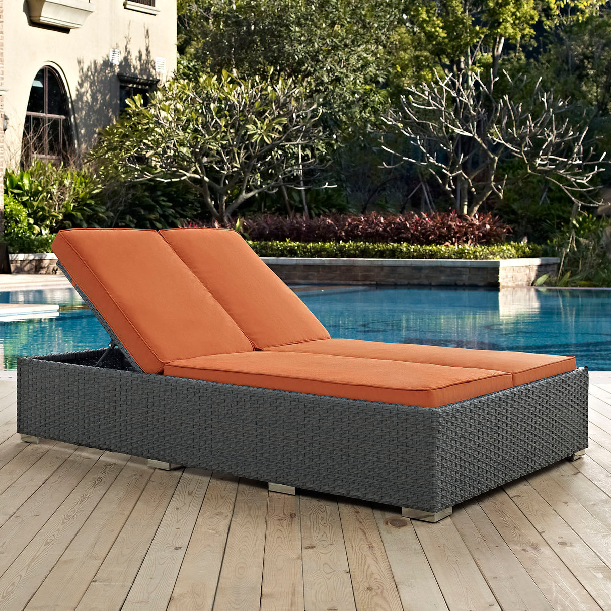 Sojourn Outdoor Patio Sunbrella Double Chaise - BUILDMYPLACE