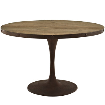 Drive 48" Round Wood Top Bar Table in Brown - Industrial Modern Pub Table