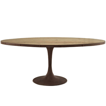 Drive 78" Oval Wood Bar Table in Brown - Industrial Modern Dining Table