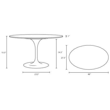 Lippa 48" Oval - Shaped Artificial Marble Top Coffee Table -  Dining Table - BUILDMYPLACE