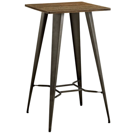 Modern Farmhouse Steel Metal Square Bar Table - Rustic Bamboo Top Bar Height Dining Table - BUILDMYPLACE