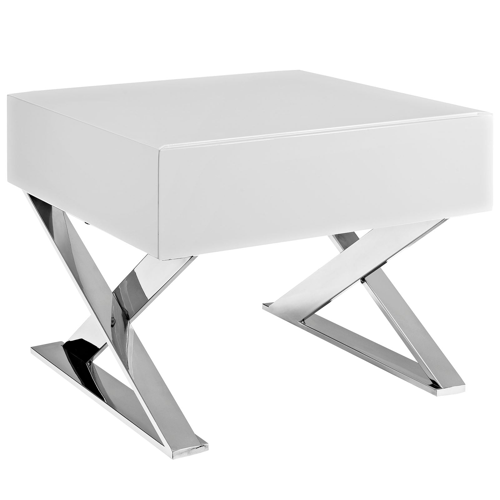 Modern Sector X-Design Side End Table Night Stand Storage Shelf With Drawer