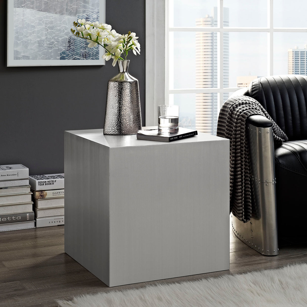 Modern Cast Cube Stainless Steel Table - Dining Side Table - Bedside Table - BUILDMYPLACE