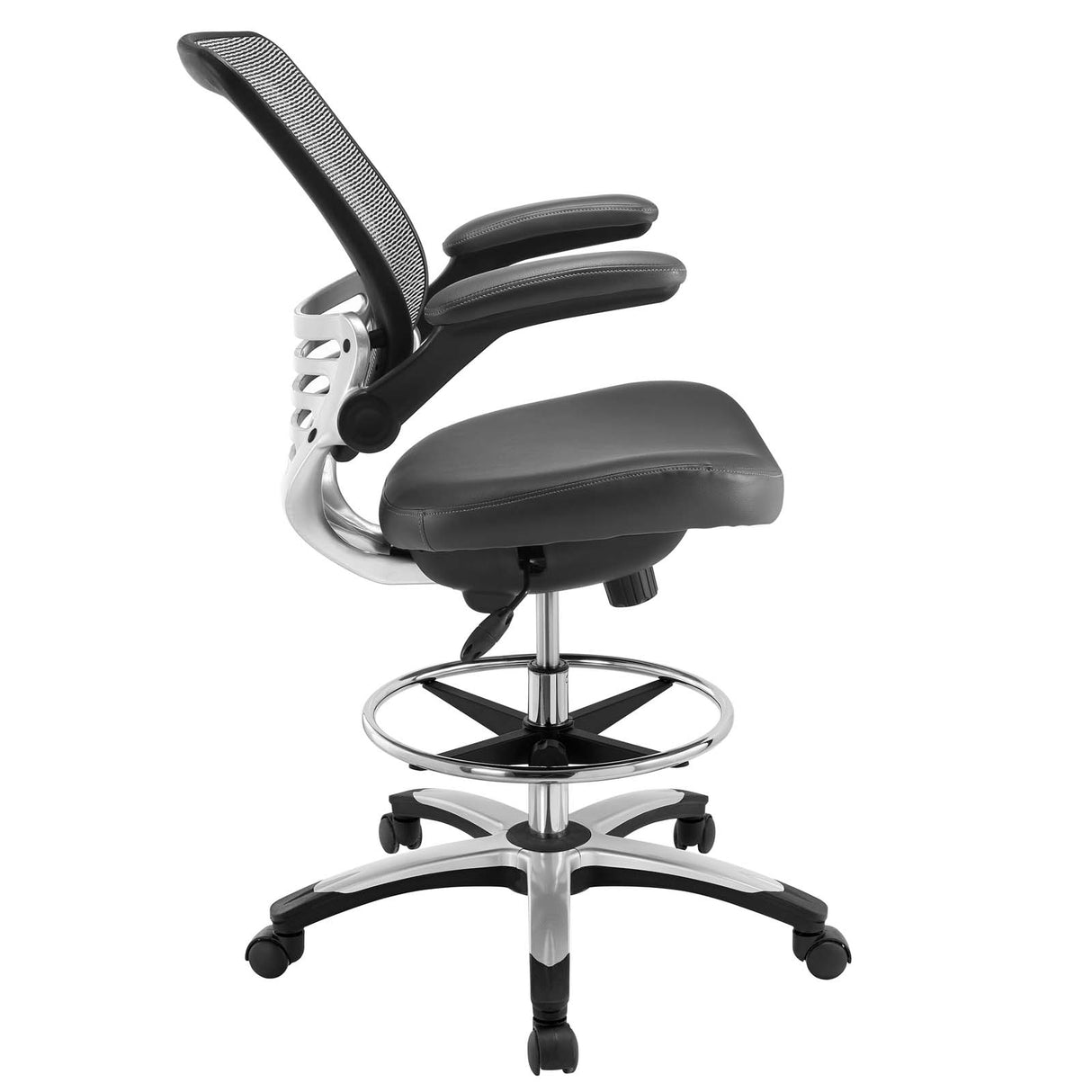 Reception Ergonomic edge Vinyl Drafting Chair With Leg Support -  Drafting Stool Office Chair With excellent Back Support - BUILDMYPLACE