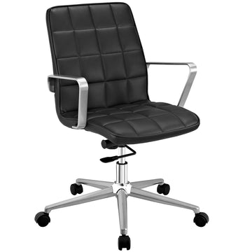 Comfortable Leather Ergonomic Computer Tile Office Chair - Black, Modern Style