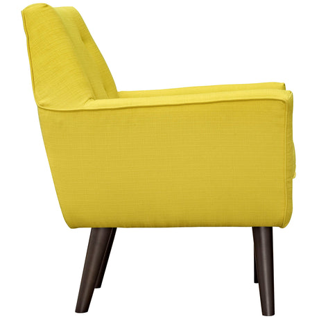 Modern Posit Fabric Upholstered Accent Lounge Armchair - Plush Dual Cushion Club Chair - BUILDMYPLACE