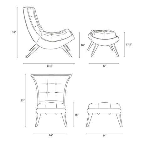 Modern Upholstered Ramp Fabric Lounge Chair Set - Chaise Lounge Chair - BUILDMYPLACE