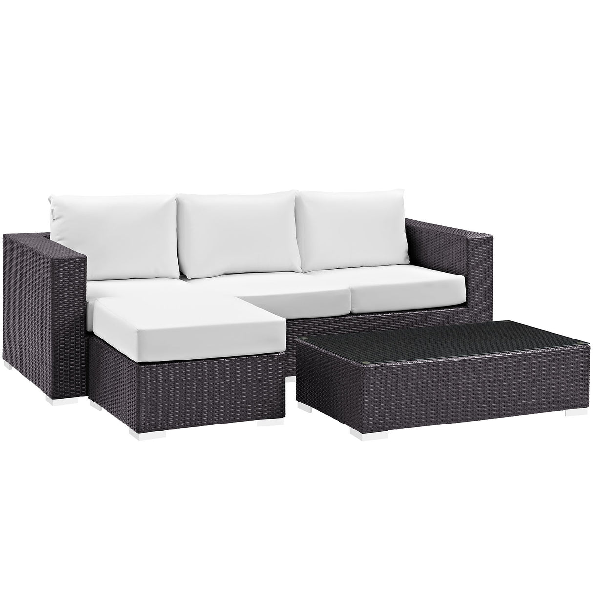 Convene 3 Piece 4 Seat Outdoor Patio Sofa Set - BUILDMYPLACE