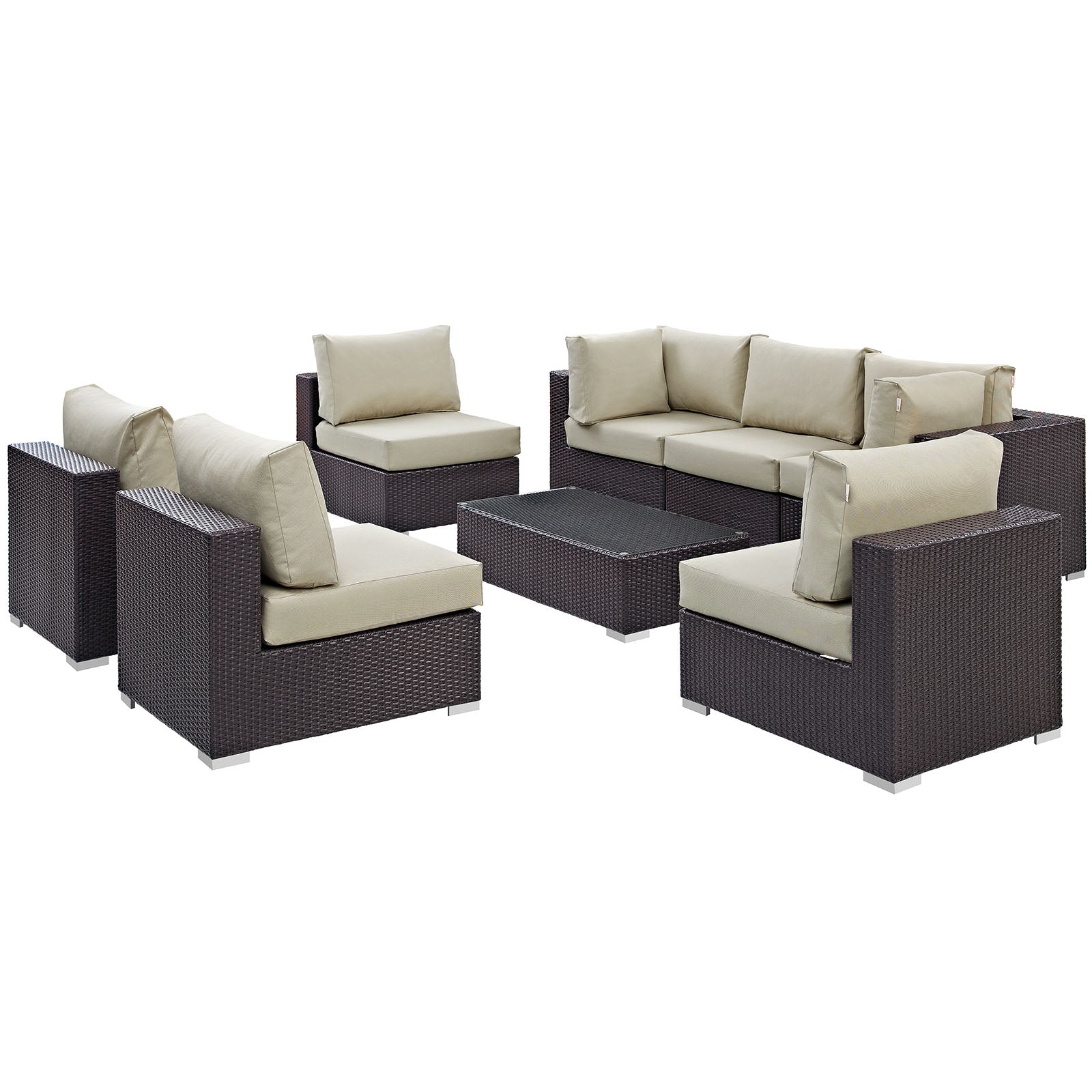 Convene 8 Piece Outdoor Patio Sectional Set W/ Coffee Table