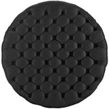 Luxurious  Round Design Amour Upholstered Vinyl Oversized Tufted Button Ottoman - Black