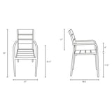 Shore Outdoor Patio Aluminum Dining Rounded Armchair - BUILDMYPLACE
