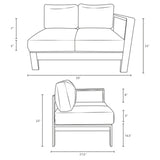 Shore Right Arm Corner Sectional Outdoor Patio Aluminum Loveseat - BUILDMYPLACE