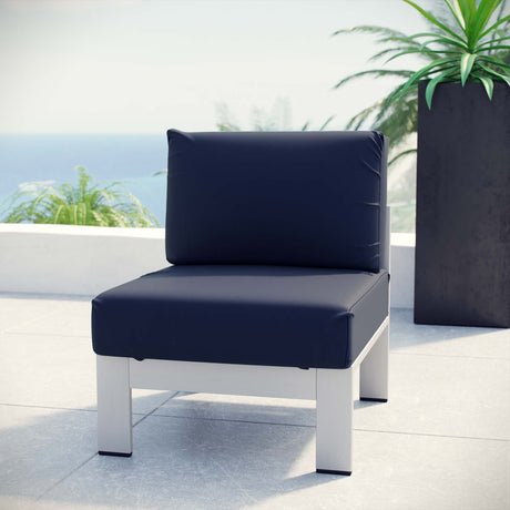 Shore Armless Outdoor Patio Aluminum Chair - BUILDMYPLACE