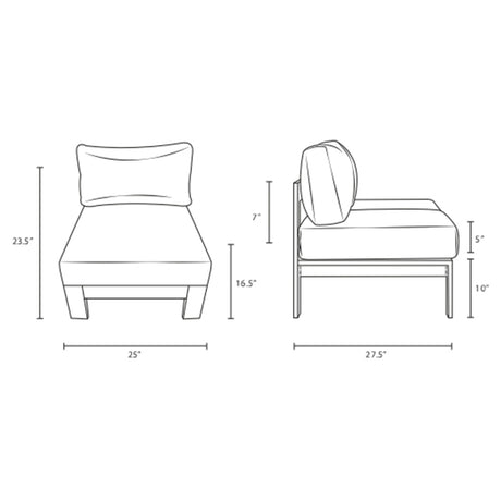 Shore Armless Outdoor Patio Aluminum Chair - BUILDMYPLACE