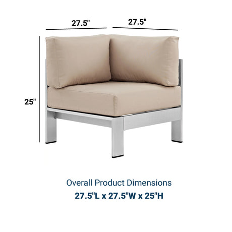 Shore Outdoor Patio Aluminum Corner Sofa - BUILDMYPLACE