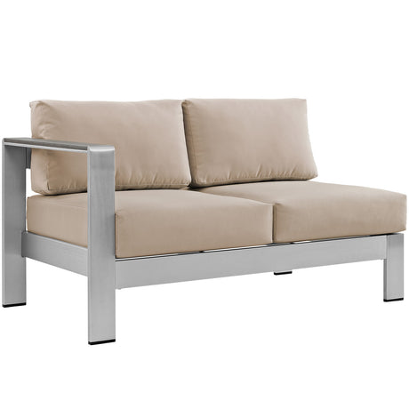 Shore Left Arm Corner Sectional Outdoor Patio Aluminum Loveseat - BUILDMYPLACE