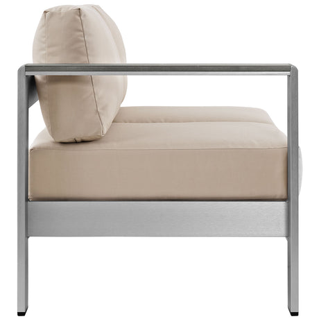 Shore Left Arm Corner Sectional Outdoor Patio Aluminum Loveseat - BUILDMYPLACE