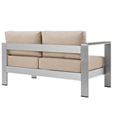 Shore Left Arm Corner Sectional Outdoor Patio Aluminum Loveseat - BUILDMYPLACE