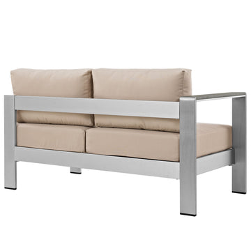 Shore Left Arm Corner Sectional Outdoor Patio Aluminum Loveseat