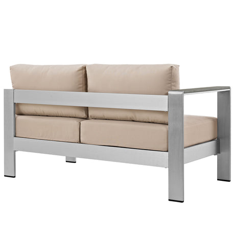 Shore Left Arm Corner Sectional Outdoor Patio Aluminum Loveseat - BUILDMYPLACE