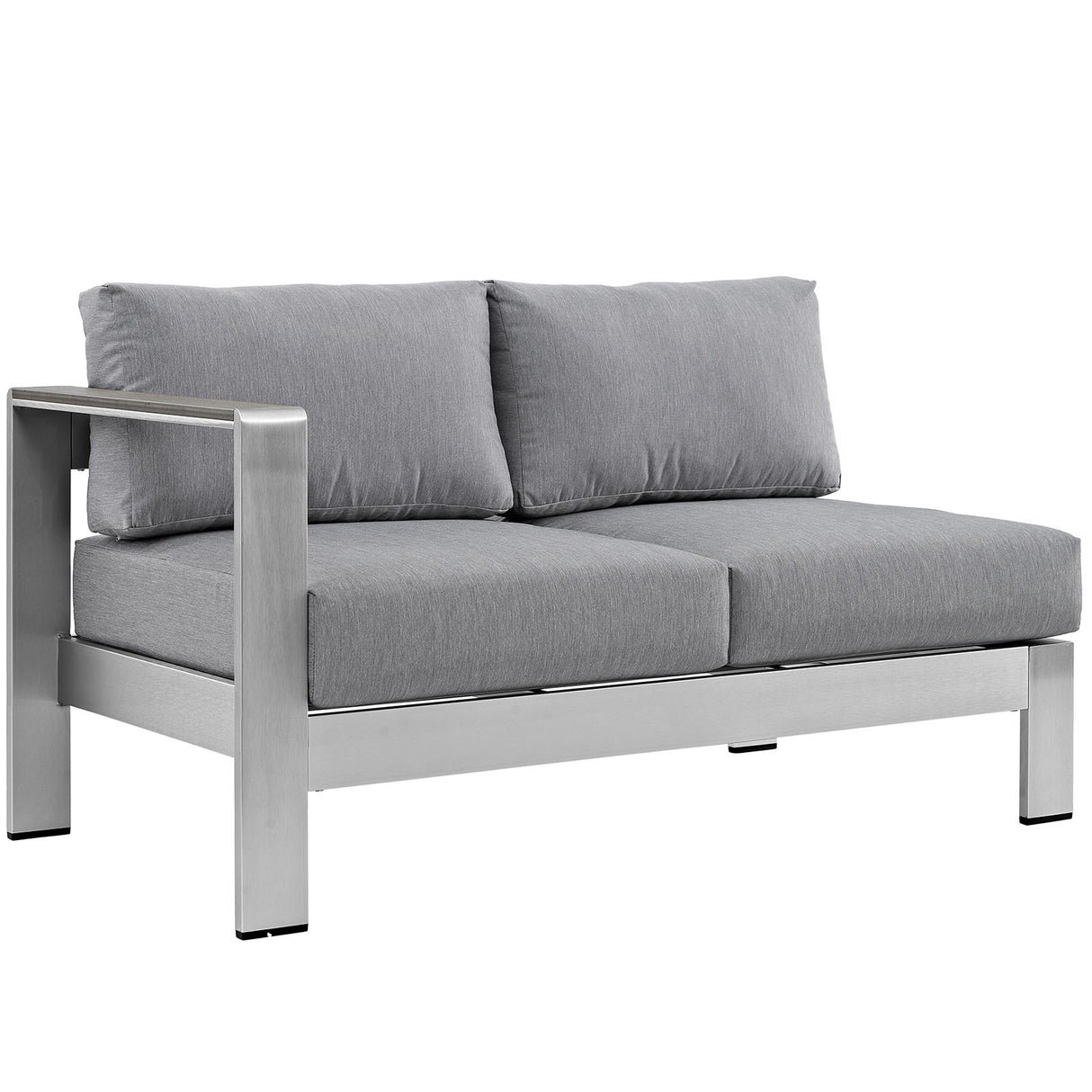 Shore Left Arm Corner Sectional Outdoor Patio Aluminum Loveseat - BUILDMYPLACE